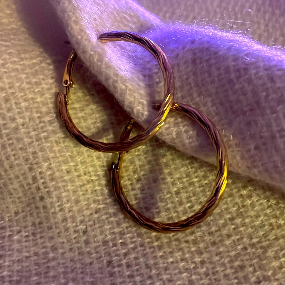 Gold Hoops with twist design